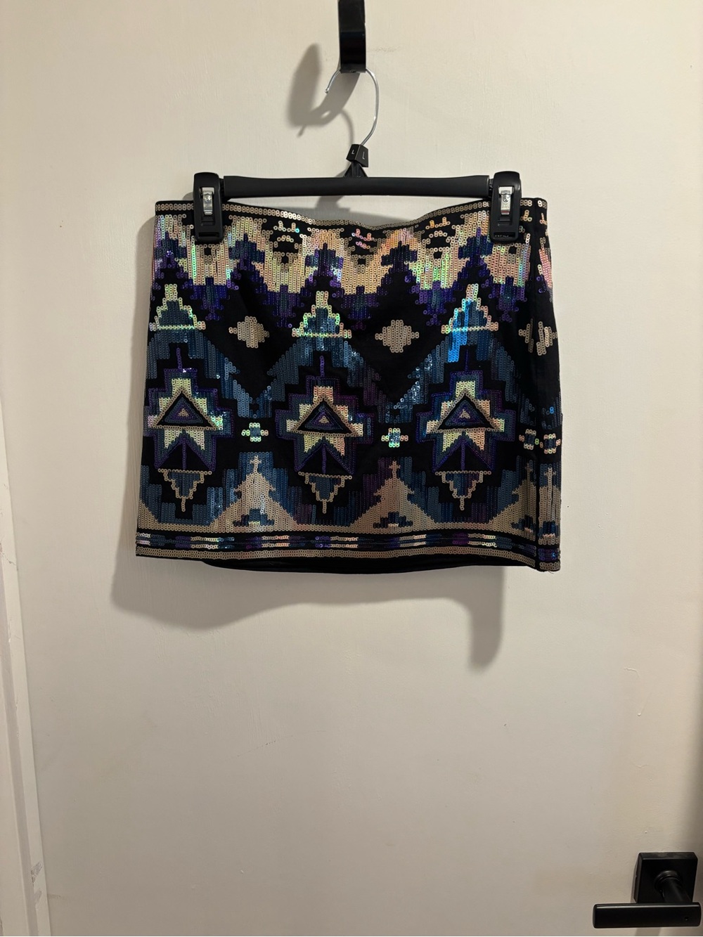 Express Sequined Mini Skirt in Black, Blue, Purple, Cream